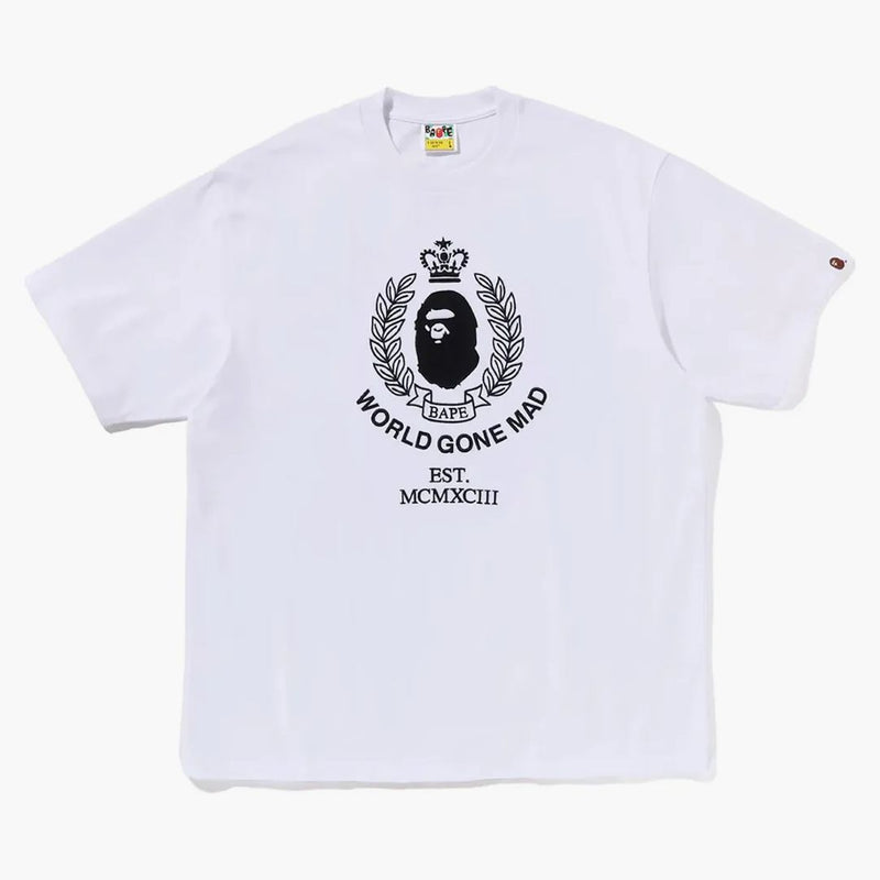 Logo Bape Crest College Relaxaded Fit Tee White
