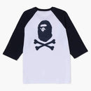 Bape Crossbone Emblem Raglan 3/4 Sleeve Tee White Navy