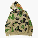 Bape Def Camo Shark Full Zip Hoodie Beige