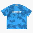 Bape Destroyed Bleach Logo Relaxed Fit Tee Blue