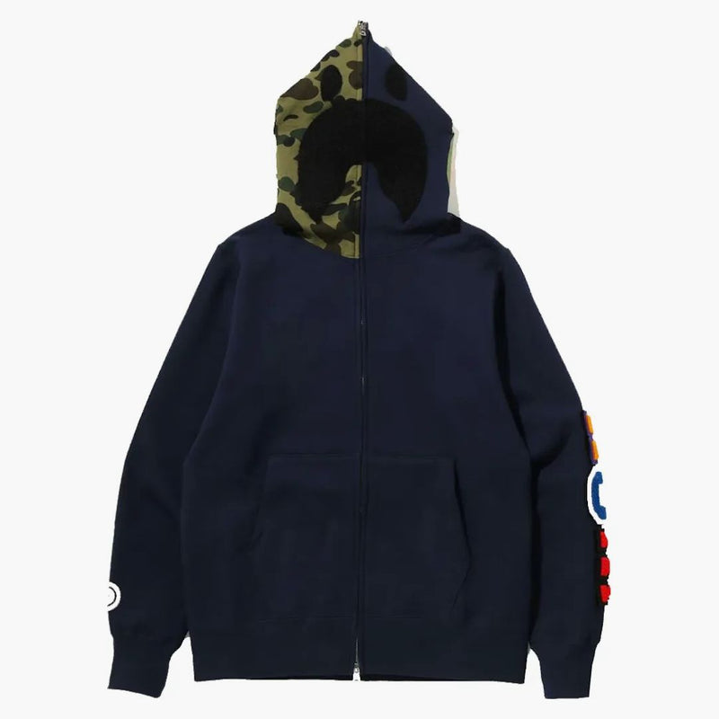 Bape Detachable Shark Full Zip Hoodie Navy