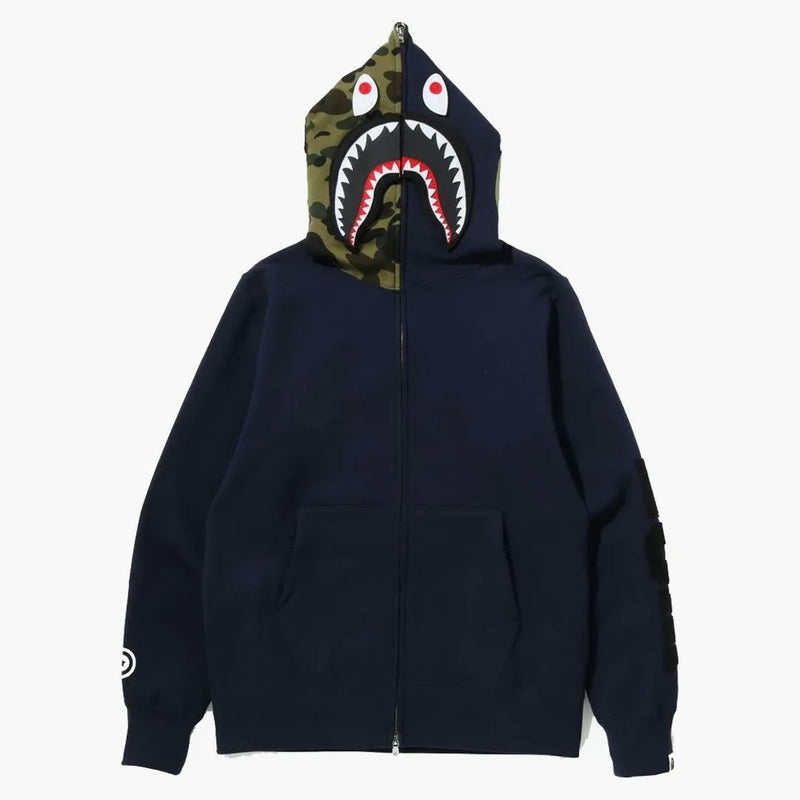 Bape Detachable Shark Full Zip Hoodie Navy