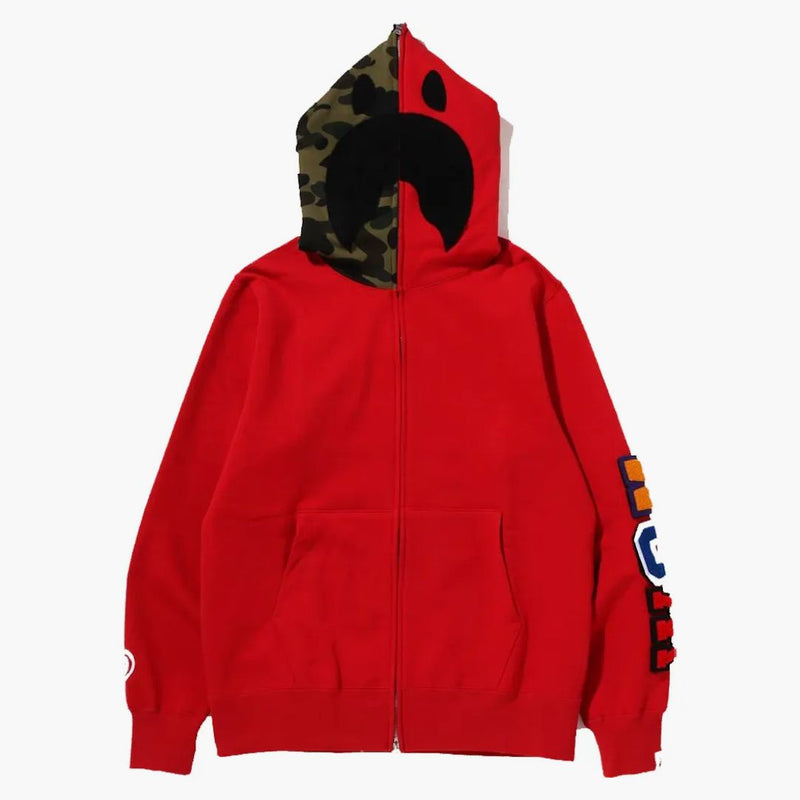 Bape Detachable Shark Full Zip Hoodie Red