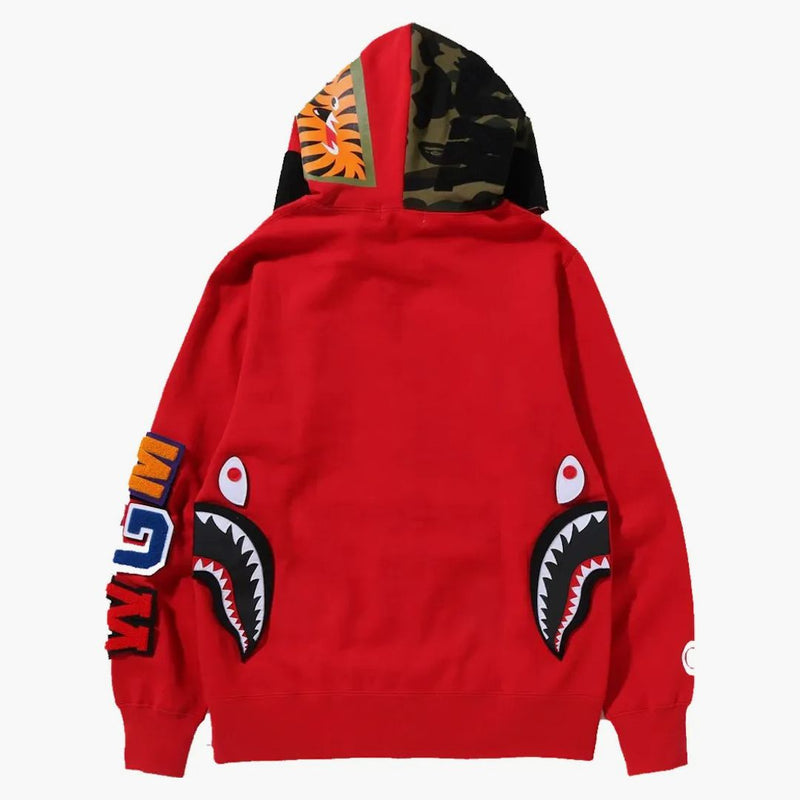 Bape Detachable Shark Full Zip Hoodie Red