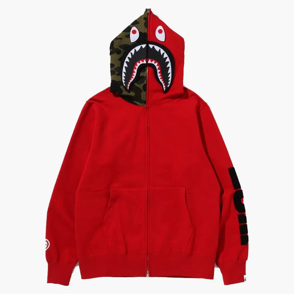 Bape Detachable Shark Full Zip Hoodie Red