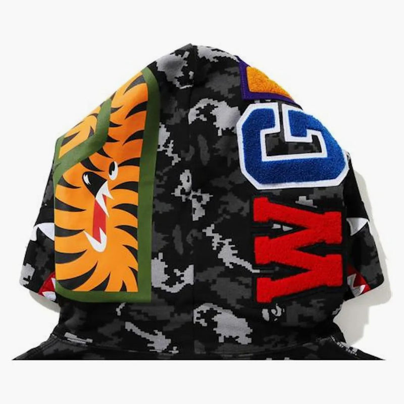 Bape Digital Camo Shark Wide Pullover Hoodie Black