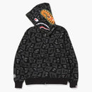 Bape distortion Shark Relaxed Fit Full Zip Hoodie Black