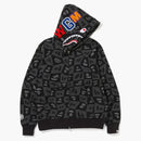 Bape distortion Shark Relaxed Fit Full Zip Hoodie Black