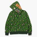 Bape distortion Shark Relaxed Fit Full Zip Hoodie Green