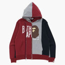 Docking Bape Relaxed Fit Fit Fit Full Zip Hoodie Burgundsko
