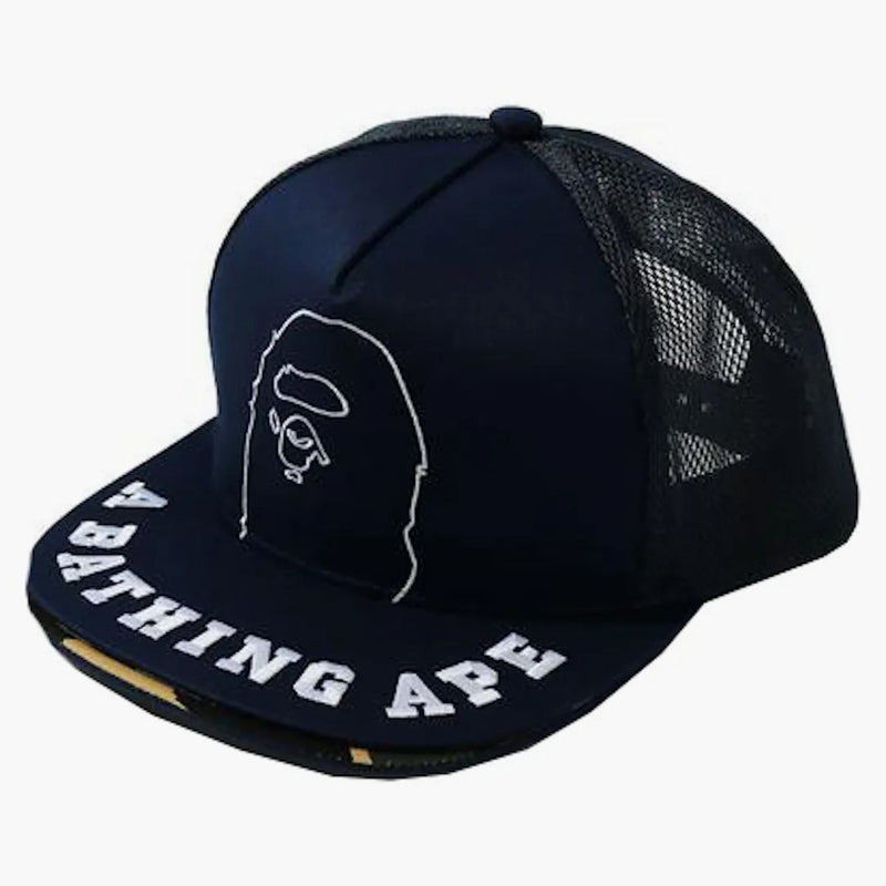 Bape Double Visor Mesh Snapback Cap Navy
