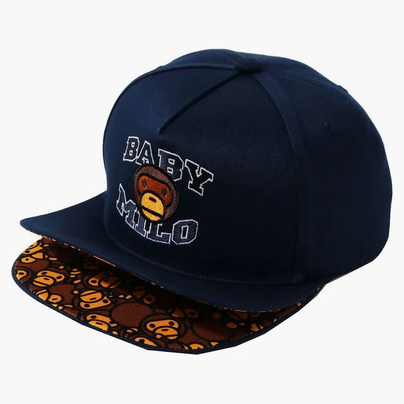 Bape Double Visor Milo Snapback Cap Navy