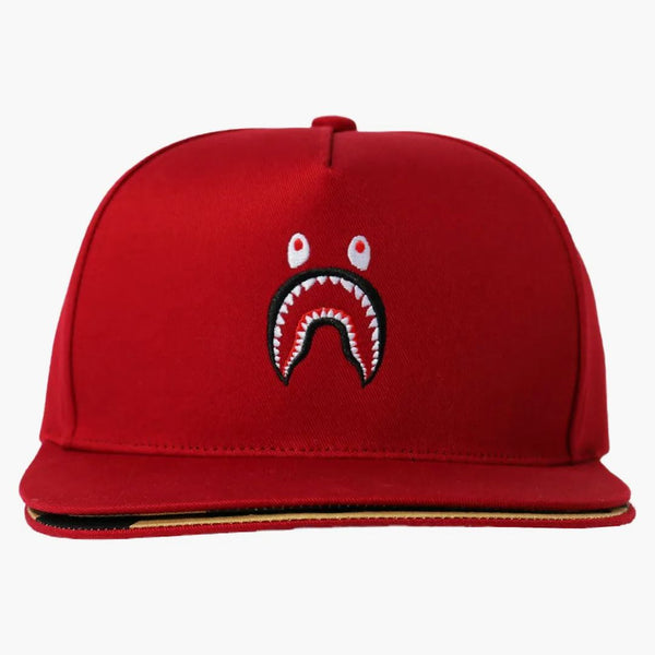 BAPE Double Visor Shark Snapback Cap Red