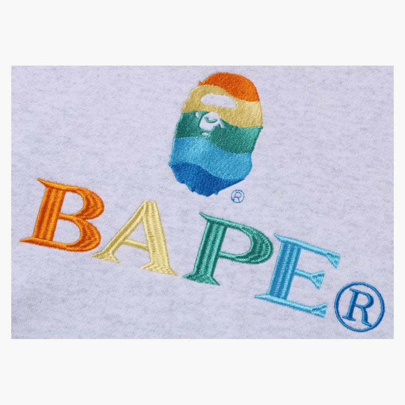 Bape Embroidery Loose Fit Pullover Hoodie Gray