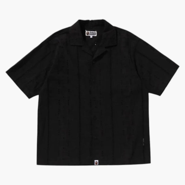 Bape Embroidery Open Collar S/S Shirt Black