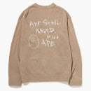 Bape Embroidery Shaggy Knit Cardigan Beige
