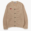 Bape Embroidery Shaggy Knit Cardigan Beige