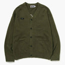 Bape Embroidery Shaggy Knit Cardigan Olive DRAB
