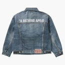 Bape Fake Print Denim Jacket Light Indigo