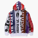 Bape fans Scarf Full Zip Hoodie Multicolor