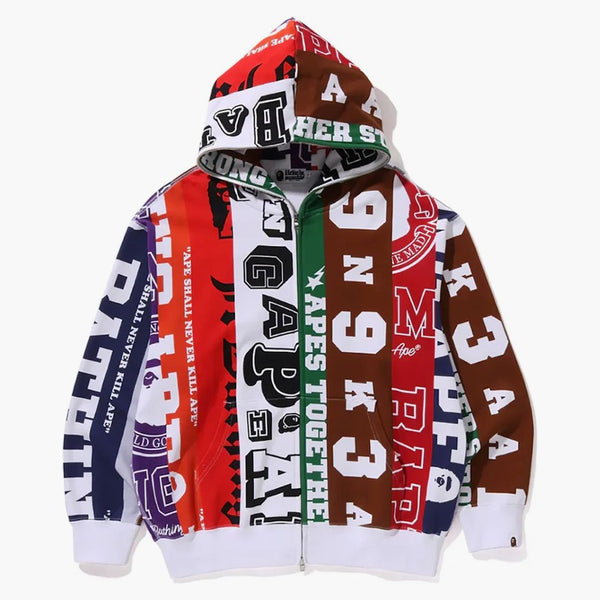 Fanoušci Bape Scarf Full Zip Hoodie Multicolor