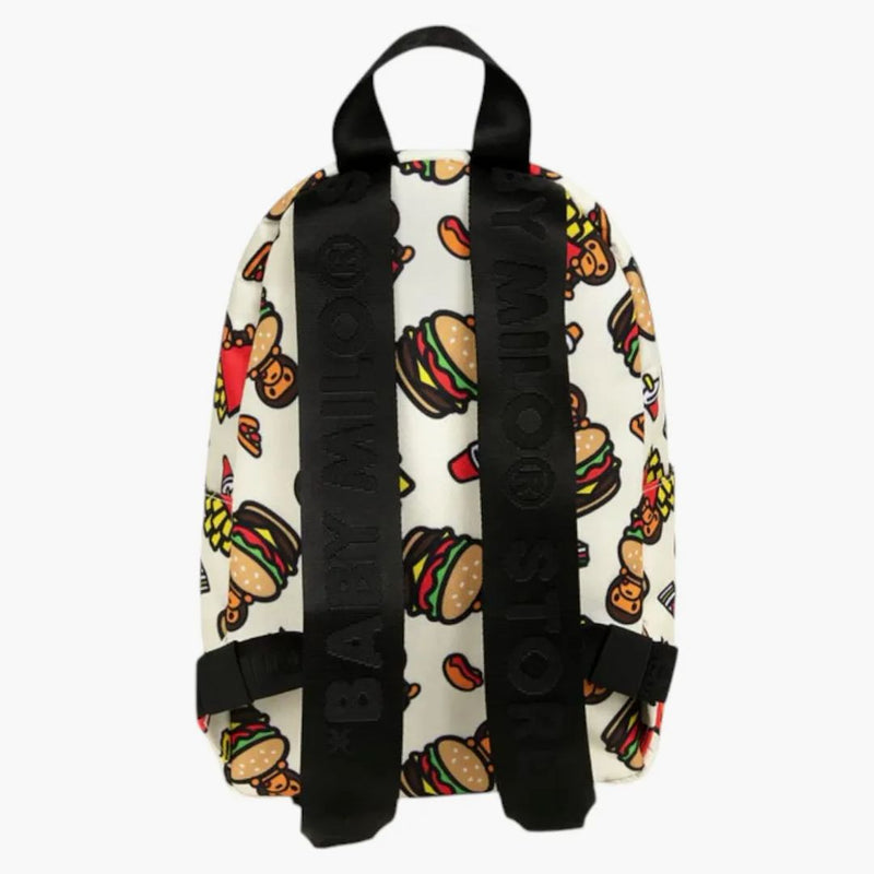 Bape Fast Food All Print Pattern Mini Backpack Ivory