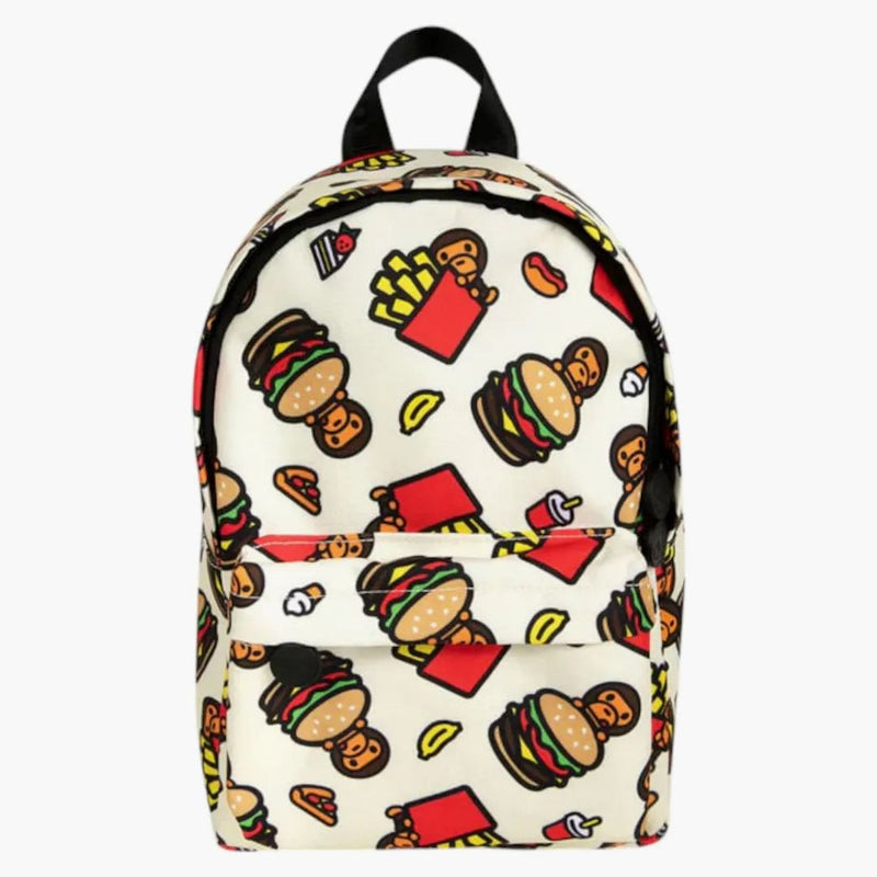 Bape Fast Food All Print Pattern Mini Backpack Ivory