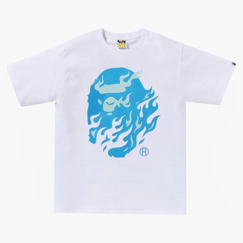 Bape Flame Ape Head Tee White/blue