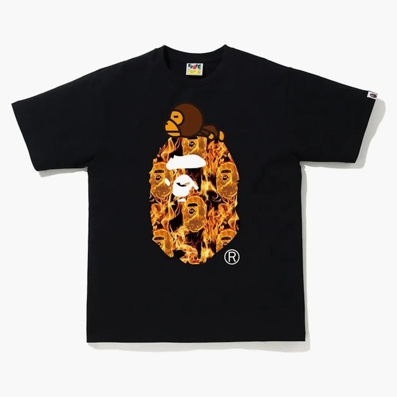 BAPE FLAME MILO ON BIME APE T-SHIERT NERO/ARANCIO