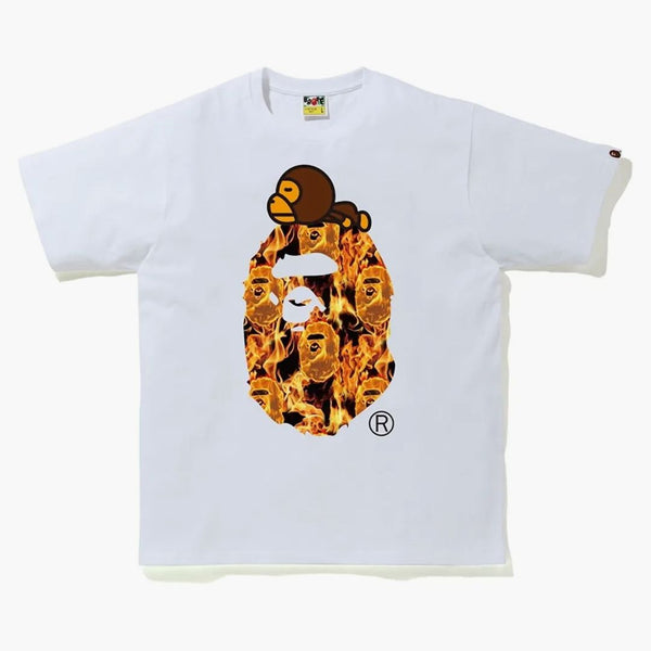 BAPE FLAME MILO en Big Ape camiseta blanca/naranja