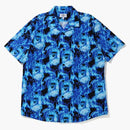 Bape Flame Open Collar Shirt Blue