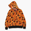 Bape Flame Shark Full Zip Hoodie Orange