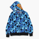 Bape Flame Shark Full Zip Hoodie Sax