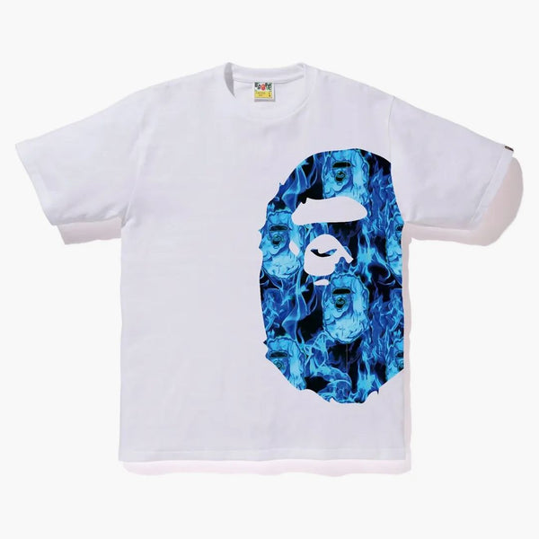 Bape Flame Side Big Ape Head TEE WHITE/AZUL
