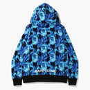 Bape Flame Wide Full Zip Hoodie Blue