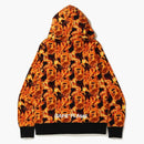 Bape Flame Wide Full Zip Hoodie Orange