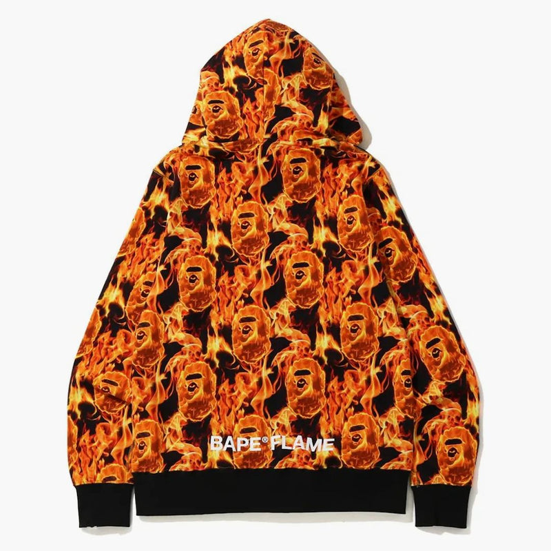BAPE FLAME Wide Full Zip Hoodie Orange