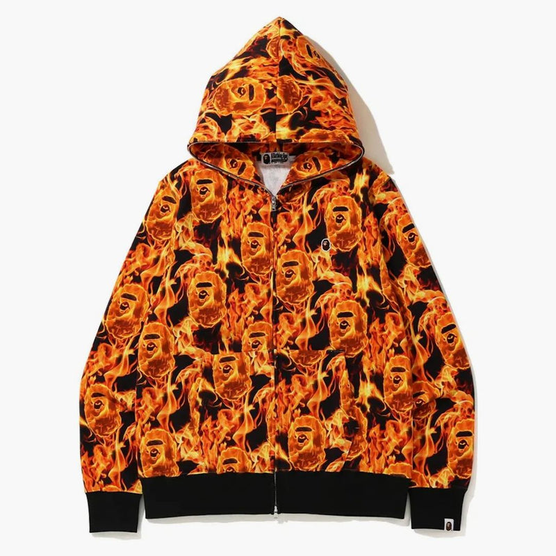 BAPE FLAME Wide Full Zip Hoodie Orange
