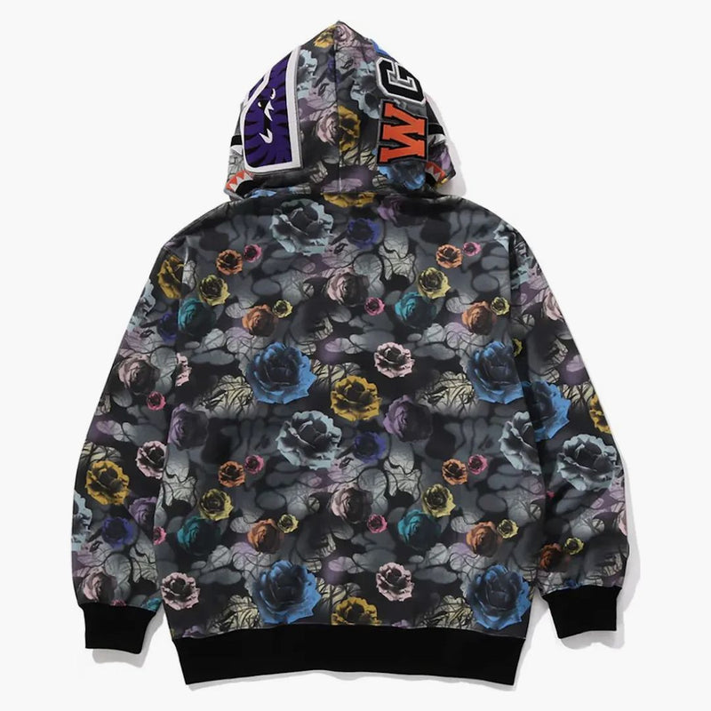 BAPE FLIORAL CAMO SHARK RELAMENED Fit Fit Full Zip Hoodie Black