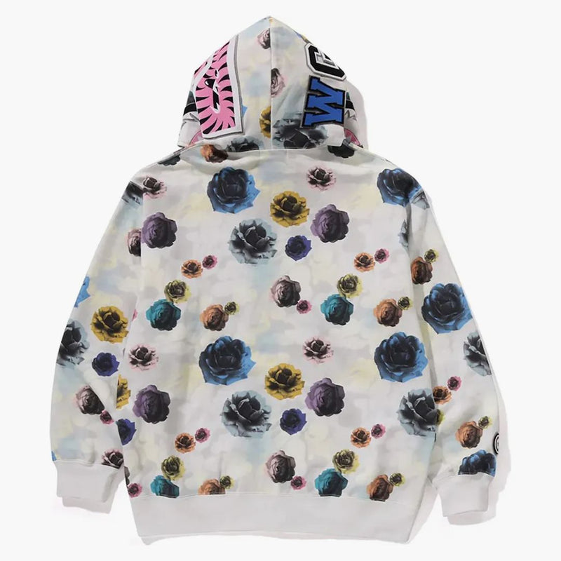 BAPE Floral Camo Shark Relaxed Fit Full Zip Hoodie Ivory