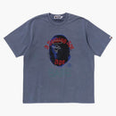 Bape Garment Dye Rhinestone Ape Head Relaxed Fit Tee Charcoal