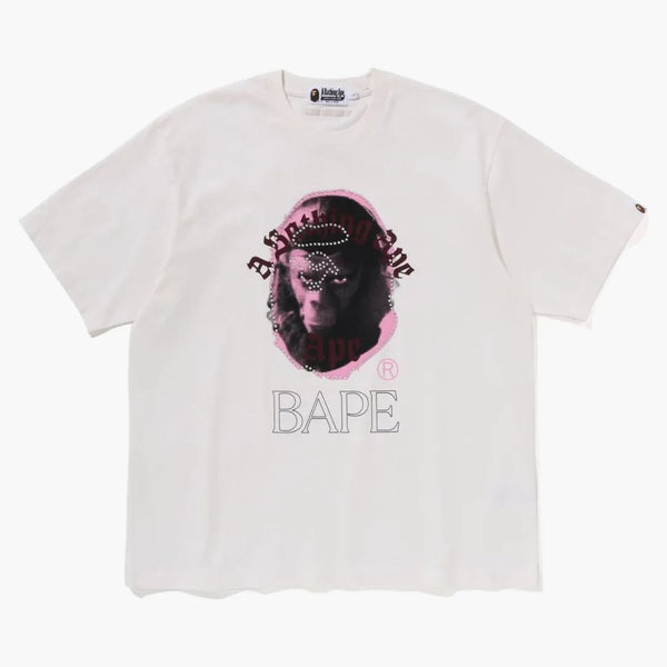 BAPE Oděv barvivo Roundástoř hlavy relaxované fit Tee Ivory