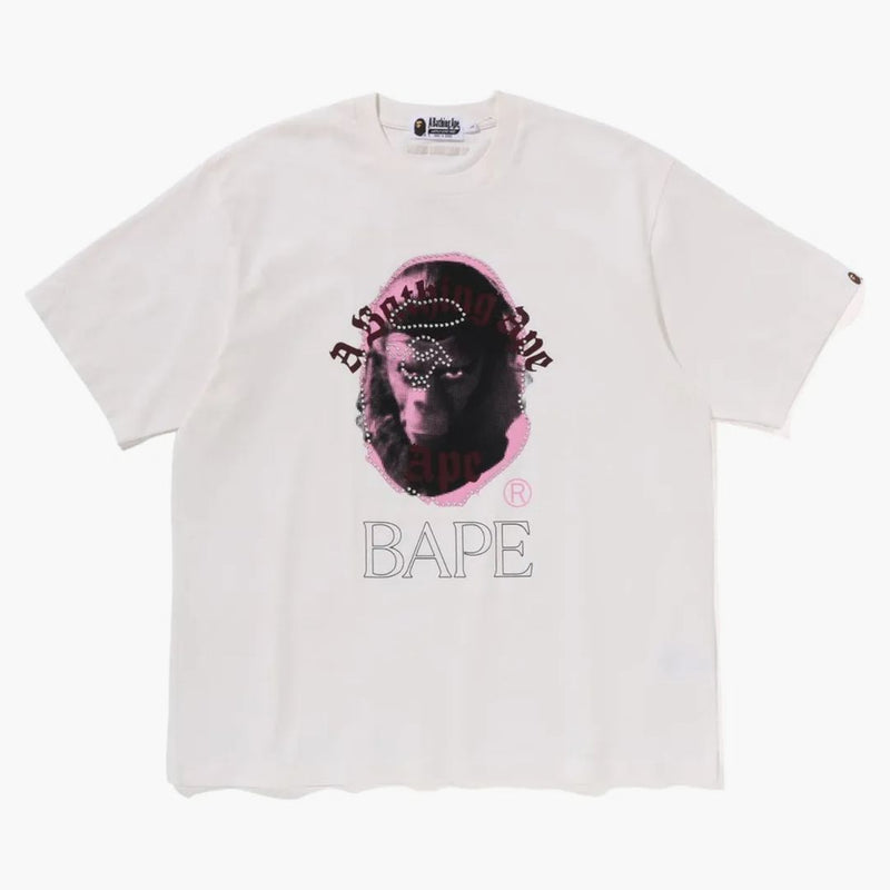 BAPE Oděv barvivo Roundástoř hlavy relaxované fit Tee Ivory