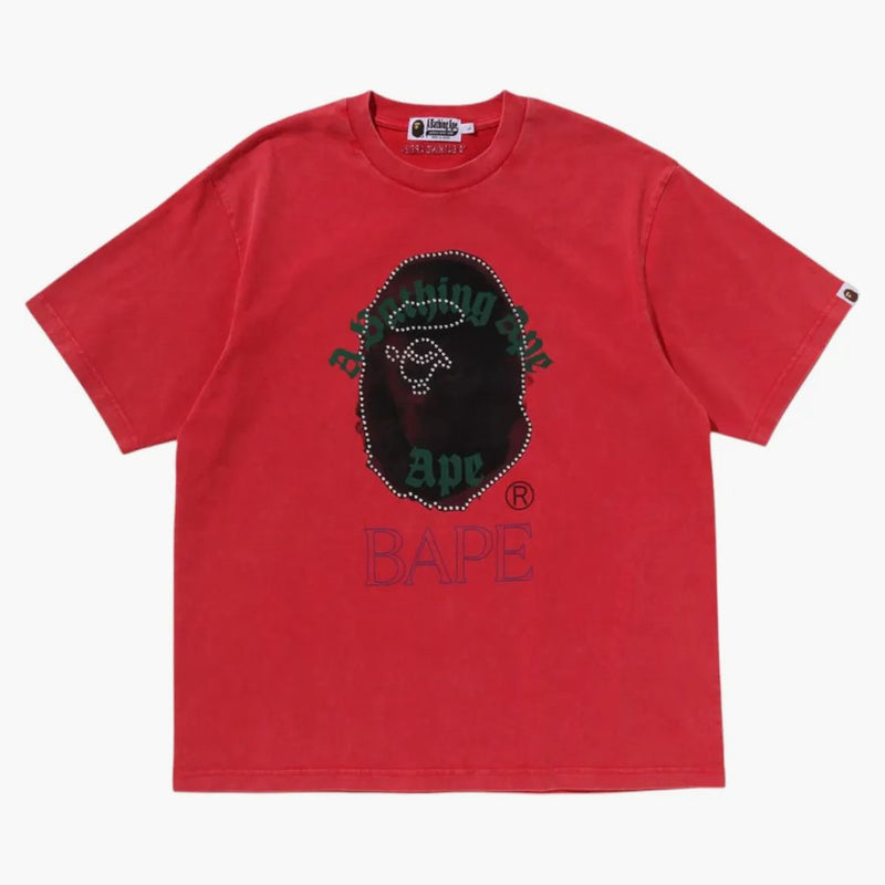 BAPE Oděv barviva drahokařská hlava lidoop uvolněná fit tee červená