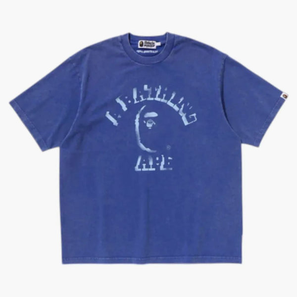 Bape Garment Dye Spray Print College Relaxaded Fit Tee Blue