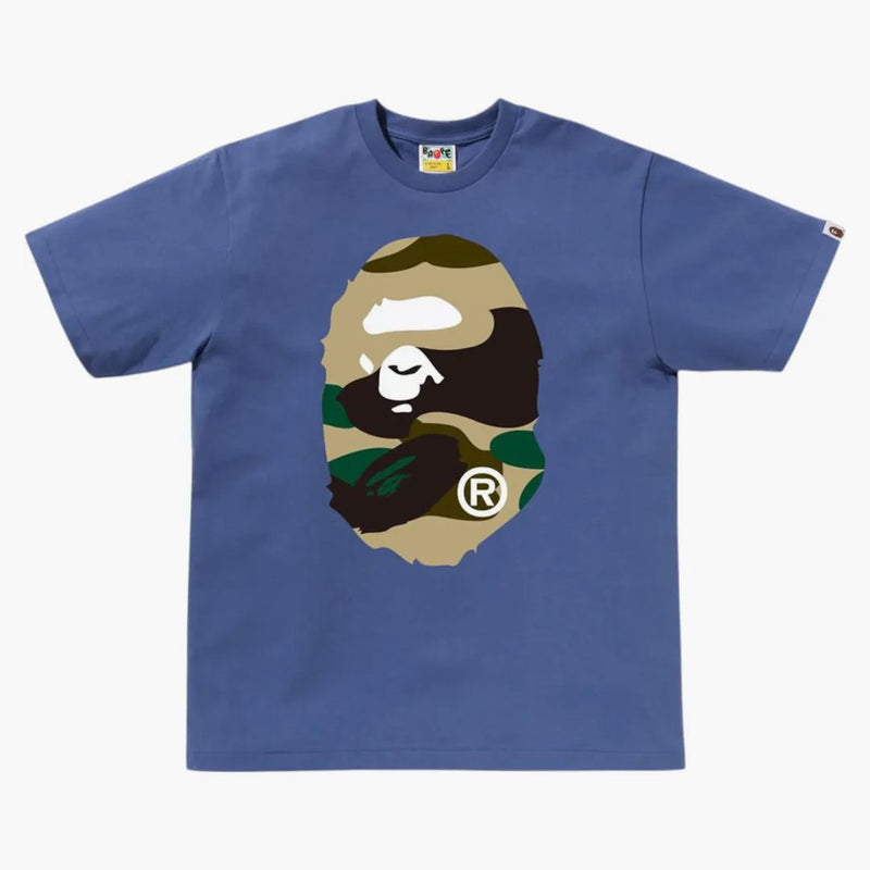 BAPE GIANT 1. Camo Big Ape Head Tea Navy/Yellow