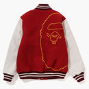 Bape Giant Ape Head Varsity Jacket Burgundy