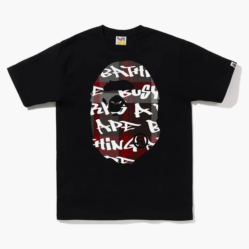 Bape Graffiti Controlla il tè Big Ape Head Nero