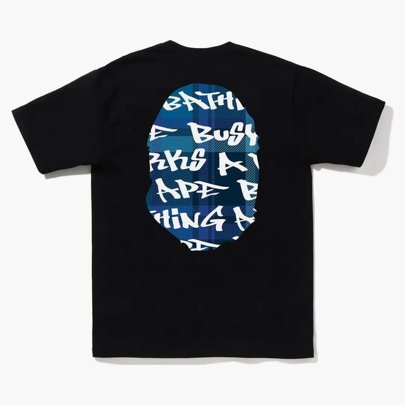 Bape Graffiti Check Big Ape Head Tea Black Blue