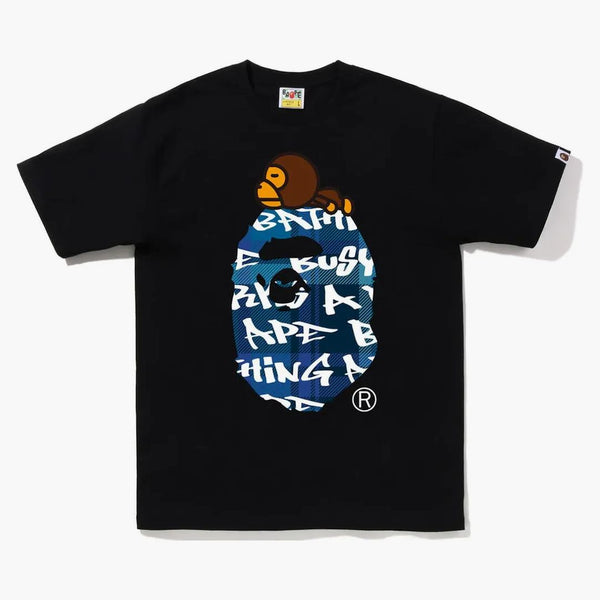Bape Graffiti Check Milo on Big Ape Tea Black Blue